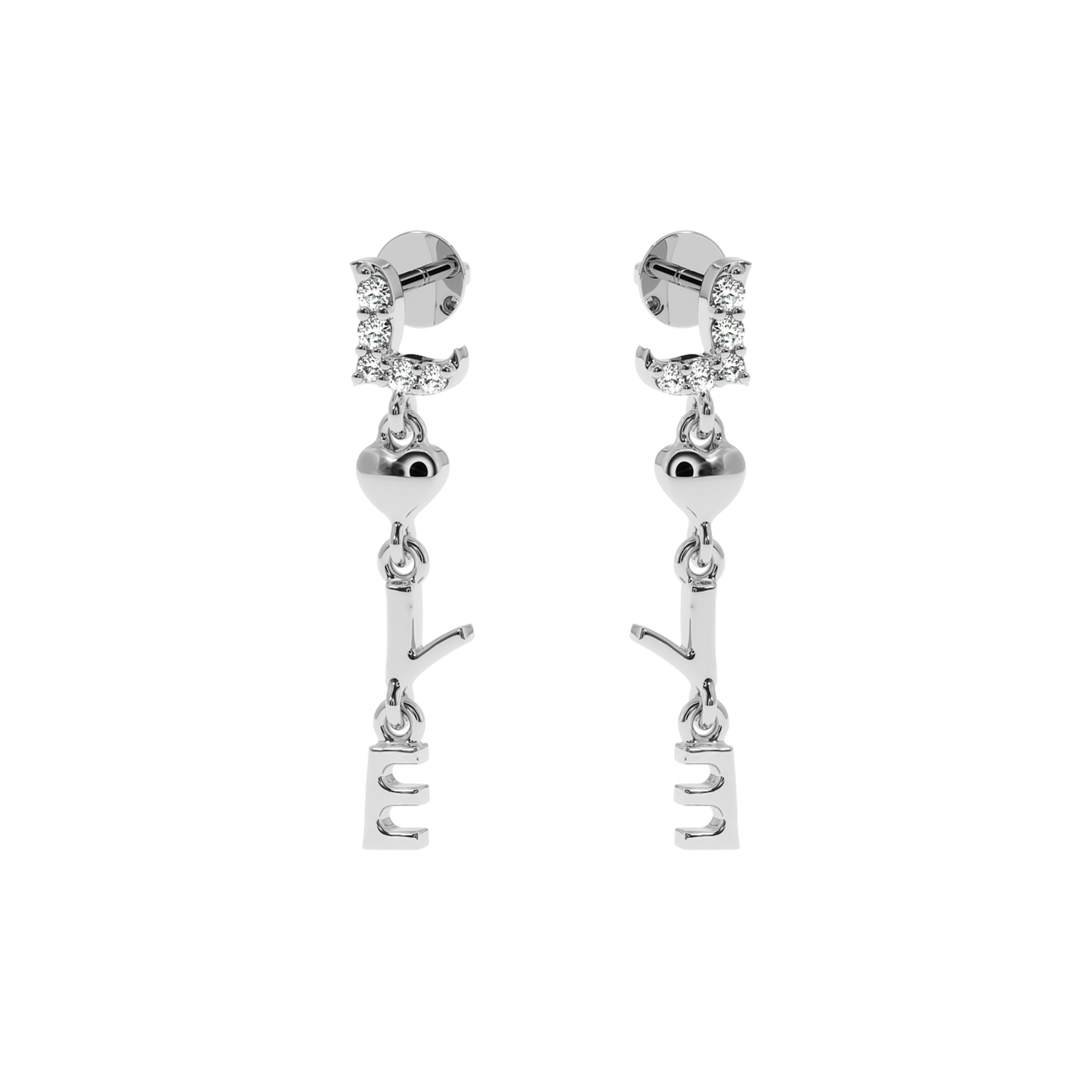 Buy LOVE Letter Drop Diamond Earrings 0.06Ct | Solitairekart